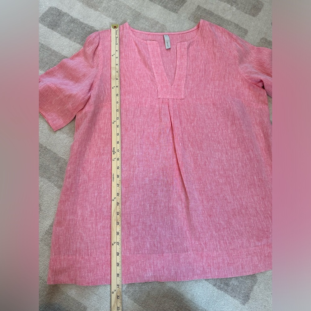 Studio 412 Women’s Linen V-Neck Pullover Short Sleeve Tunic Pink (Size XL) - Picture 6 of 7